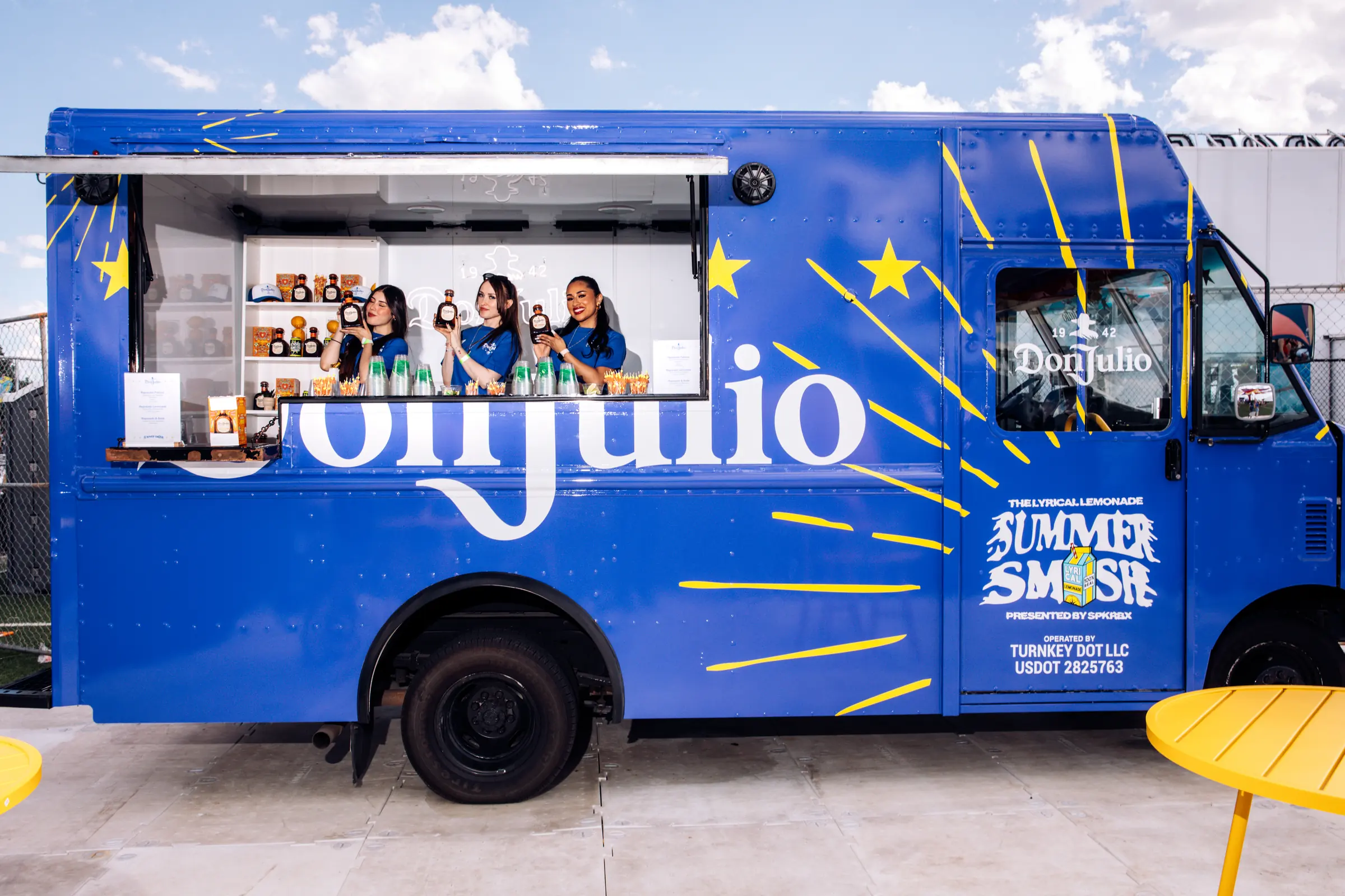 The wrapped Don Julio truck on site at Bridgeview