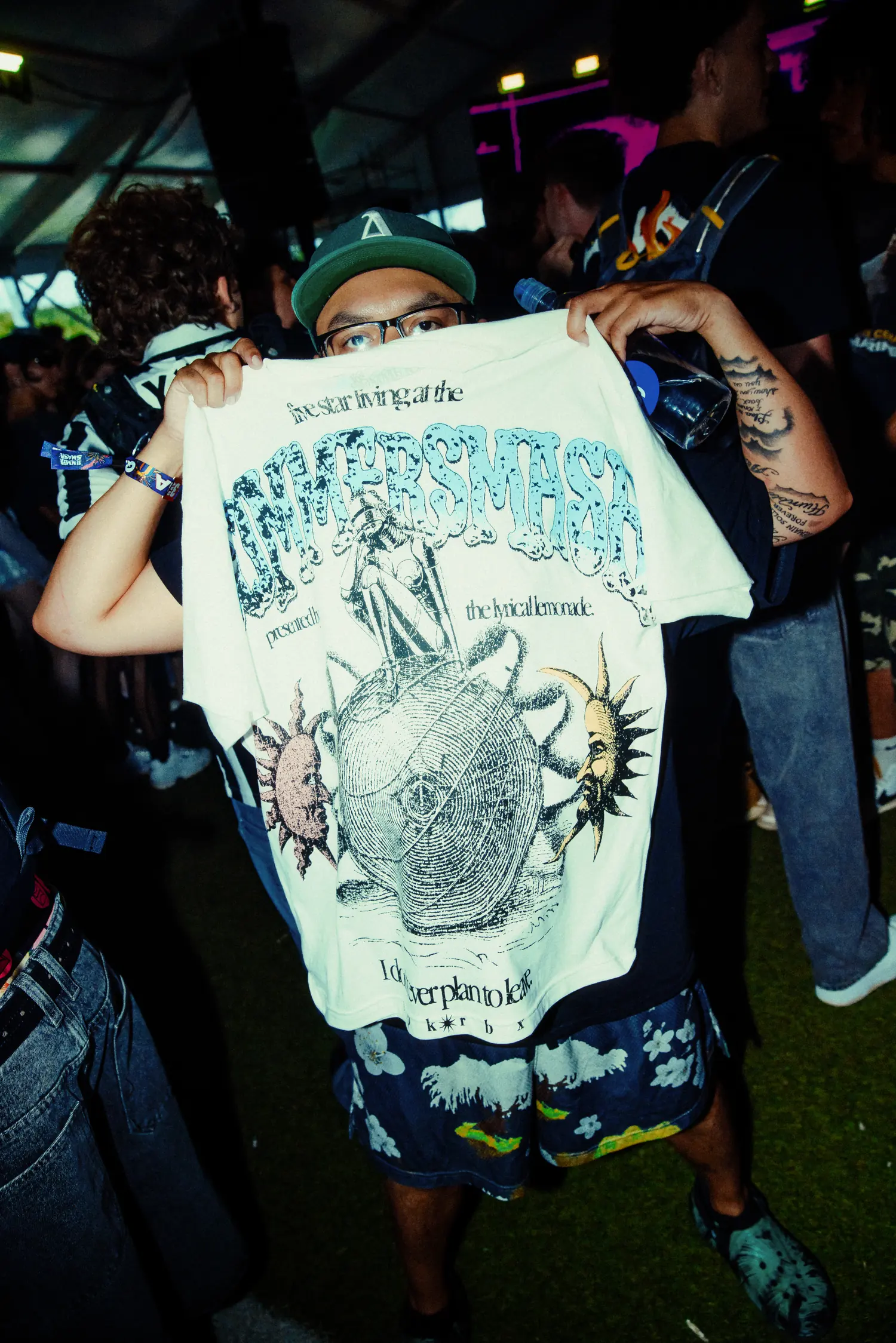 The festival tee held up under the tent, day two